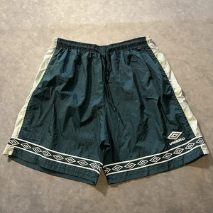 Vintage Umbro Shorts Mens XL Nylon Green Diamond Logo Soccer Football 90s - Picture 1 of 9
