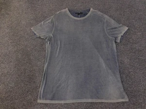 John Varvatos USA Hemd Herren XL Blau Grau Rundhals Kurzarm Vintage Wash - Bild 1 von 13