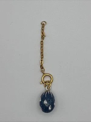 Joan Rivers Faberge Egg Snow Crystals Blue Glitter Charm Pendant with Extender - Image 1 of 4