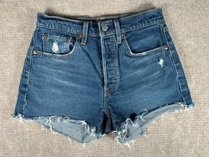 Levi's 501 High Rise Cut Off Button Fly Jeansshorts Gr. W26 Blau - Bild 1 von 12