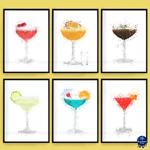 Poster Splatter Art Stampe Bevande e Cocktail Decorazione Casa Bar A5 A4 A3 (Set 5) - Foto 1 di 7
