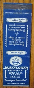 PILGRIM MATCHBOOK MATCHCOVER: MAYFLOWER RESTAURANT (ST. LOUIS, MISSOURI) -E17 - Bild 1 von 1