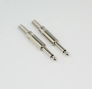 ( Pack of 2 ) Full-Metal 6.35mm 1/4 Mono Jack Plug Audio Cable Solder Connectors - Afbeelding 1 van 5