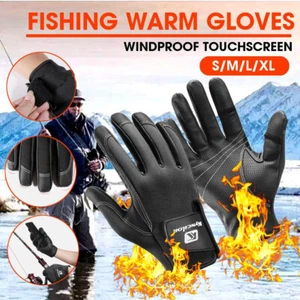 Touchscreen Finger Fleece Warm Thermal Gloves Winter Waterproof Fishing Gloves - Picture 1 of 25
