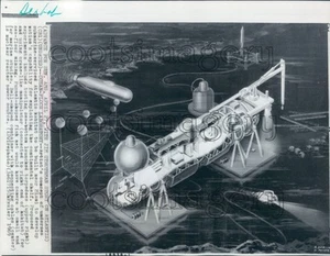 1969 Artist Conception of Atlantis Continental Shelf Habitat Press Photo - Picture 1 of 2