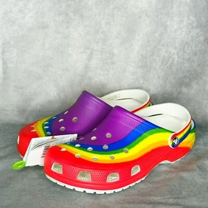Crocs Classic Rainbow Clog 208106 Mens 10 Womens 12 Pride 2024 Slip On Shoes NWT - Picture 1 of 9