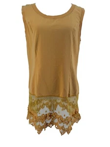 Kathleen Kirkwood Women's Marigold Yellow Layering Tank Lace Trim Blouse Large - Picture 1 of 5