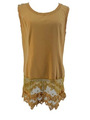 Kathleen Kirkwood Women's Marigold Yellow Layering Tank Lace Trim Blouse Large - Image 1 of 4