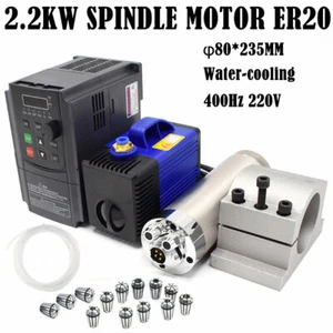 2.2KW Spindle Motor 80*235mm Water-cooled ER20 4Bearing 220V 400Hz&VFD&Bracket - Picture 1 of 10