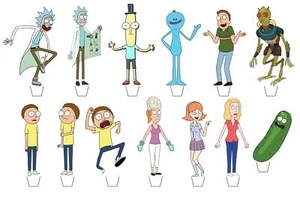 Rick and Morty Edible Wafer Cup Cake Toppers Standing or Disc - Picture 1 of 7