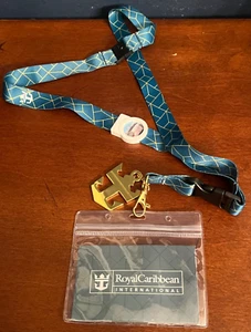 Royal Caribbean International Geometric Blue Lanyard w/ Detachable Anchor Clip - Picture 1 of 6