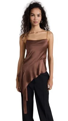 Top de satén asimétrico para mujer Helmut Lang canela talla M Foto 1 de 4