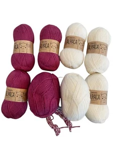 DROPS Alpaca Yarn 100% Alpaca Pink & White 8 Skeins 182 Yards Each - Picture 1 of 6