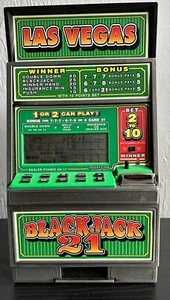 Radica Las Vegas Blackjack 21 Coin Bank Slot Machine with Sound~ Veintiuna Works - Picture 1 of 9
