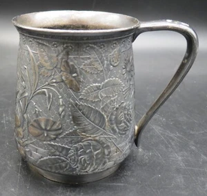 Rogers & Bro #141 Hard White Metal 3 3/8" Heavy Cup - floral design VGC! - Picture 1 of 4
