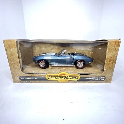RARE ERTL AMERICAN MUSCLE 1967 CORVETTE L-89 BLUE/WHITE 2000 SERIES 29111 1:18  - Image 1 of 4