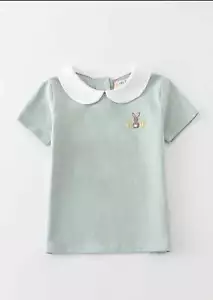 Boy's Boutique Premium Sage Easter Bunny Embroidered Boy Top Matching Sibling - Picture 1 of 11