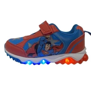 Superman Kids Light Up Shoes Toddler Sneakers Blue Red Size 6 New 15cm - Picture 1 of 12