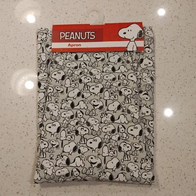 Very Rare HTF Peanuts Snoopy Woodstock Apron Gray Black & White Laughing Comics