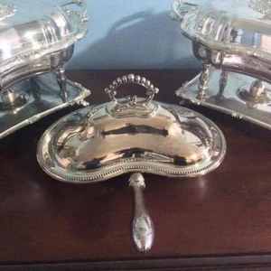 Sheffield Silber bedeckt geteilt Servierschale mit Griff - Lee & Wigfull - - Bild 1 von 12