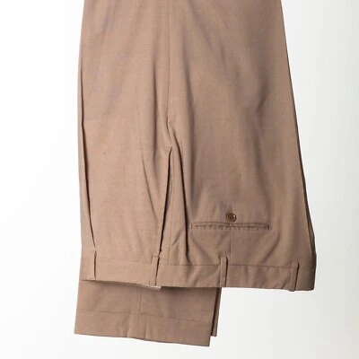 PAL ZILERI Pants Tan Brown Pleated Worsted Wool Italy Made Men's EU56 - Image 1 of 4