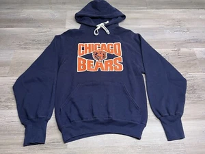 Vintage Chicago Bears Hoodie 80s 90s NFL Sweatshirt Size S Navy Blue Spell Out - Picture 1 of 7