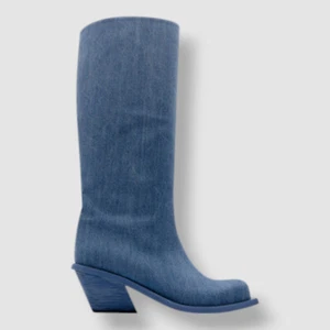 GIABORGHINI Women's Blue Blondine Denim Knee-High Boots Shoe Size 38 - Picture 1 of 5
