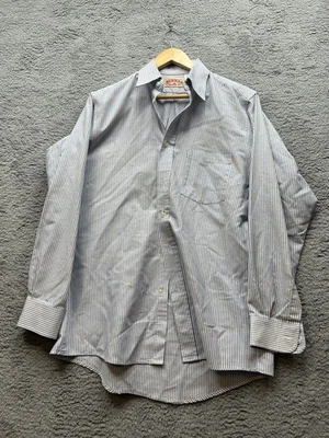 Red Kap Men’s Work Shirt Blue White Stripe 15.5 34 Long Sleeve Button Down - Image 1 of 4