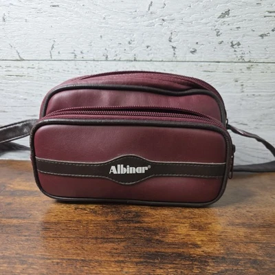 Bolso retro para cámara acolchado granate albinar con correa 2 compartimentos con cremalleras Foto 1 de 4