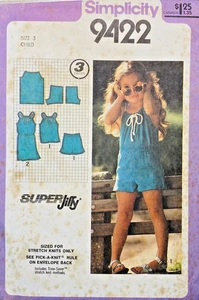 80s SIMPLICITY 9422 SIZE 3 GIRLS PULL-OVER KNIT DRESS TOP SHORTS UC/FF - Picture 1 of 4
