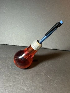 VTG MCM Red Light Bulb Plastic Pen/Pencil Desktop Holder Office Decor - Picture 1 of 6