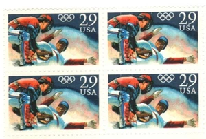 OLYMPICS BASEBALL FIRST BASE--Block of 4 Collectible Stamps--FREE SHIPPING - Picture 1 of 1
