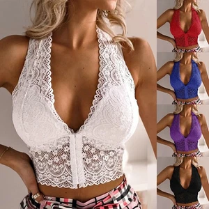 Women Sexy Lace Bralette Bralet Bra Bustier Crop Tops Tank Camisole Cami Vest 14 - Picture 1 of 17