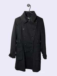 Excellent Condition Karen Millen Women's Black Coat Size 12 with Waist Tie - Picture 1 of 3