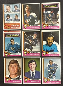 1974-75 O-Pee-Chee OPC Hockey - Lot Of 9 Cards -  Pittsburgh Penguins - Picture 1 of 2