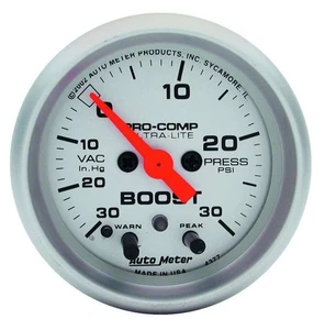 Autometer 4376 Ultra-Lite Vacuum/Boost Gauge, 2-1/16", 30" Hg-15 PSI, Stepper - Picture 1 of 1
