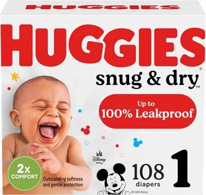 Huggies Snug & Dry Diapers Size 1 (8–14 lb), 108 Count — Brand New - Picture 1 of 1