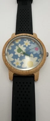 Reloj de madera Bobo Bird caprichoso floral banda negra para dama Foto 1 de 4