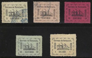 Venezuela, State of Guayana, 1903, Scott #1-5 , Complete Set, Mint Hinged & Used - Picture 1 of 2