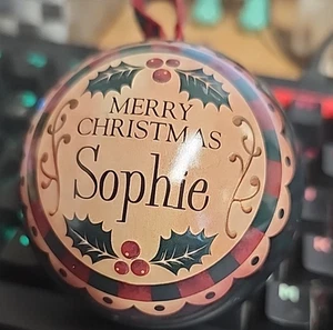 Weihnachten Spardose Baumkugel - personalisiert "SOPHIE" - Bild 1 von 2