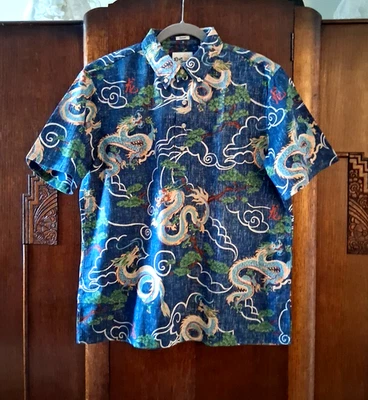 Reyn Spooner Men's "YEAR OF THE DRAGON" PULLOVER Navy Classic Fit Shirt Sizes - Image 1 of 4