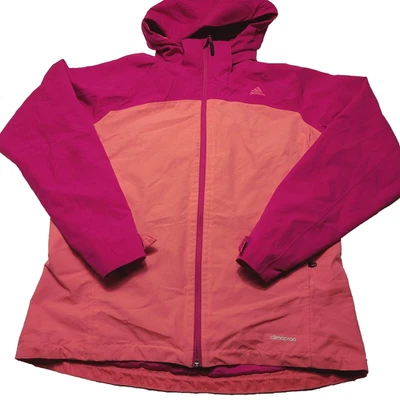 Chaqueta cortavientos Adidas para mujer al aire libre grande a prueba de clima lluvia rosa melocotón capucha Foto 1 de 4