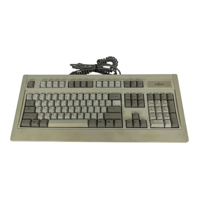 Vtg Fujitsu FKB4725-T601 AT 5 Pin DIN Wired Mechanical Keyboard Missing 1 Foot - Image 1 of 4