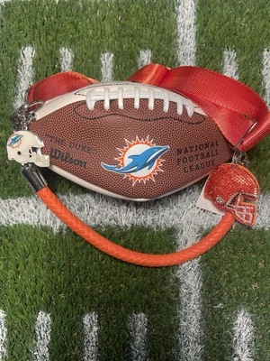 Miami Dolphins team football 9in composite lthr football purse (handcrafted) - Image 1 of 4