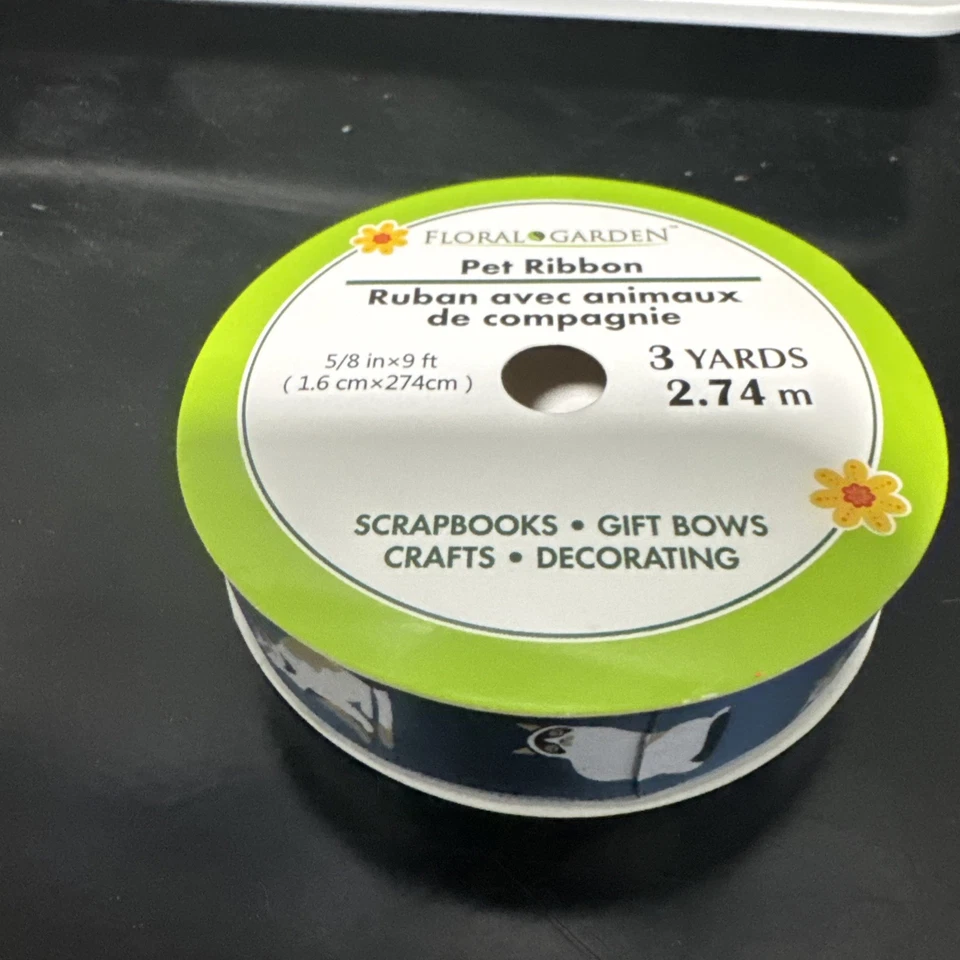 Floral Garden Pet Cat Ribbon for Crafts – 3 Yards New - Image 1 of 4