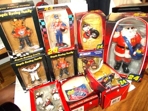 1(LOT) NASCAR #24 *JEFF GORDON* 8" SANTA FIGURINE + 9 ORNAMENTS PRE-OWNED NOS - Picture 1 of 11