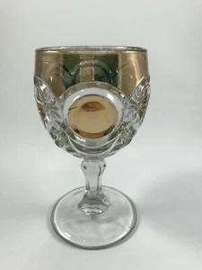Antique US GLASS EAPG "KNOBBY BULLS EYE" CLEAR GLASS GOBLET w/ GOLD FLASH 6.5" - Picture 1 of 8