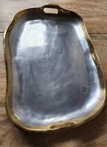 Vtg David Marshall Disenos Art Brutalist Molten Cast Brass Aluminum Platter Tray - Picture 1 of 24