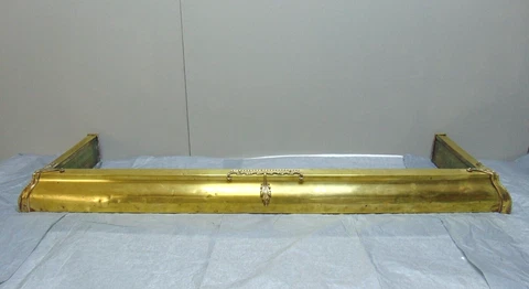 Victorian  Brass & Wood Fire fender Curb Fireplace Accessories Cover