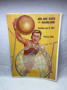 6 de enero 1951 San Jose State vs Hamline University Programa de baloncesto NCAA St Paul - Imagen 1 de 7